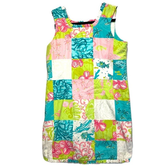 Lilly Pulitzer Vintage White Label Patchwork Dress Sz 14 - Picture 1 of 10